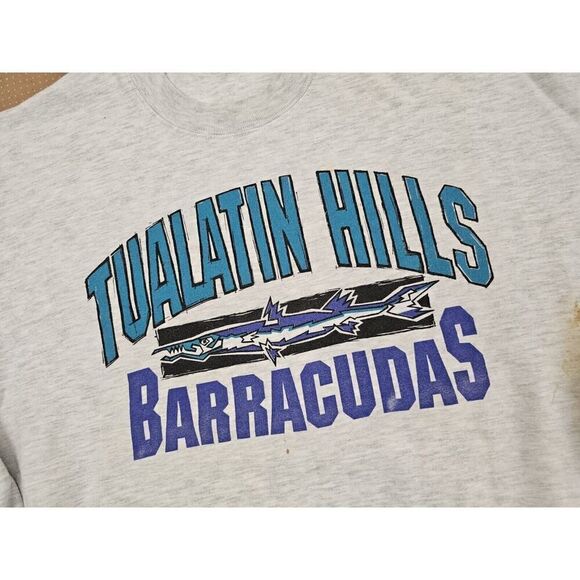 Vintage 80s 90 Jerzees TUALATIN Hills BARRACUDAS Sweatshirt Size Large USA - Picture 2 of 16